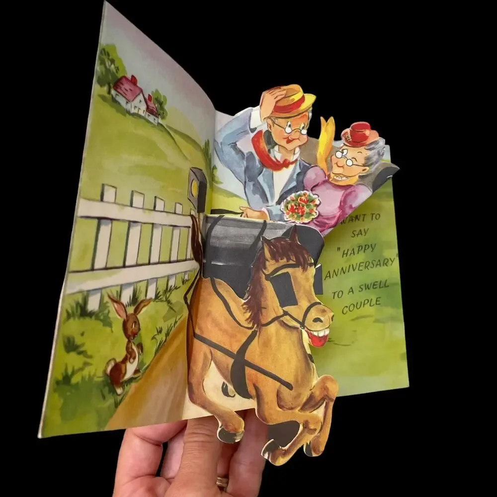 Vintage Pop Up Anniversary Card Unsigned Fun Parade USA Ephemera Greeting READ